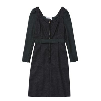 Lot 525 - Yves Saint Laurent Grey Wool Colourblock Dress - Size 38