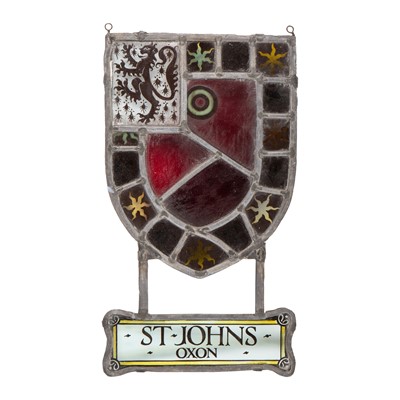 Lot 450 - St. John's College Oxford, stained glass coat of arms, late 19th / early 20th century