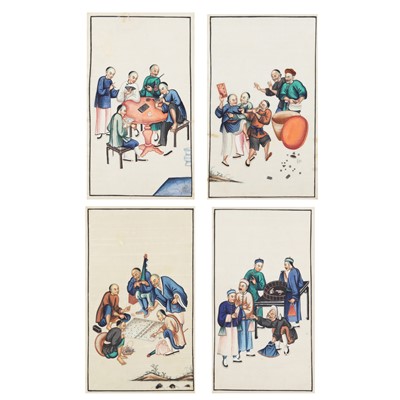 Lot 233 - Four Chinese pith paper paintings, Qing dynasty, 19th century