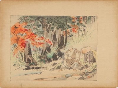 Lot 42 - Toyohara Chikanobu 豊原周延 (1838–1912); Mizuno Toshikata 水野年方 (1866–1908); Watanabe Seitei 渡辺 省亭 (1851–1918)