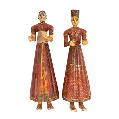 Lot 247 - Two Indian painted wood figures, 19th / 20th century