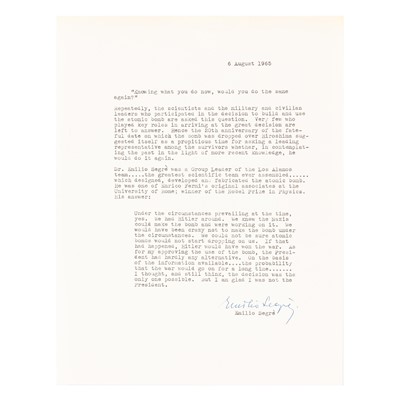 Lot 463 - Segrè (Emilio)