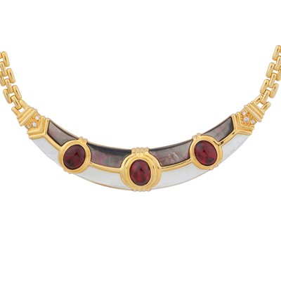 Lot 145 - Milor | A garnet, mother of pearl, and diamond necklace