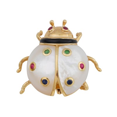 Lot 132 - A gem-set ladybird brooch