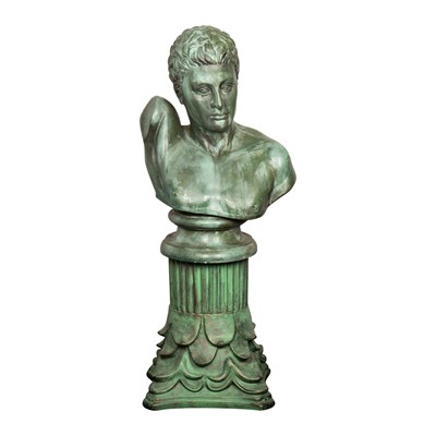 Lot 157 - After the Antique, a large patinated ceramic bust of Hermes