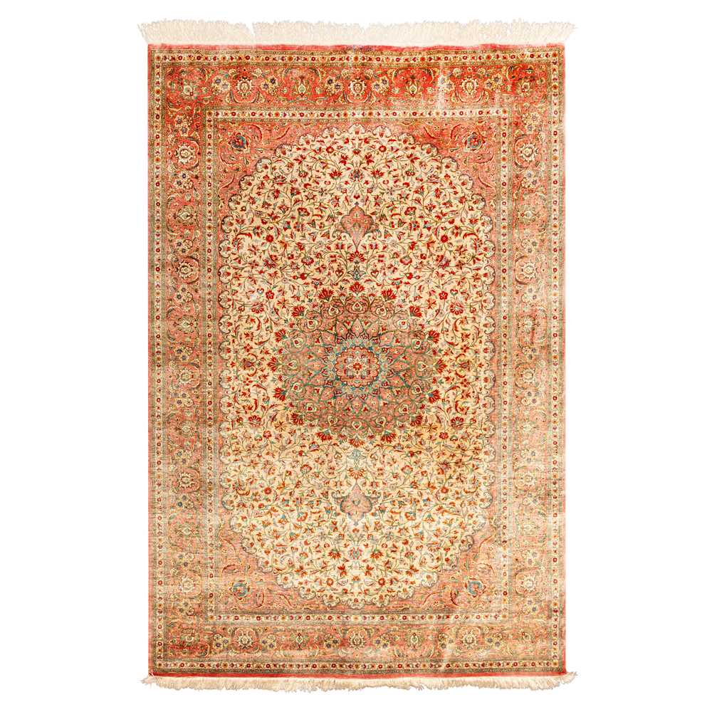 Lot 102 - An extremely fine silk Qum rug, central Persia