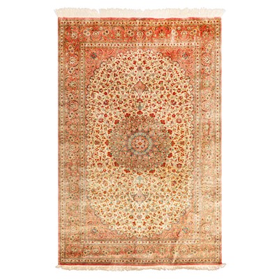 Lot 102 - An extremely fine silk Qum rug, central Persia