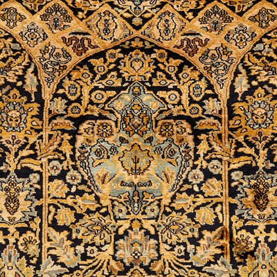 Lot 9 - A very fine silk Kashmir prayer rug, north India