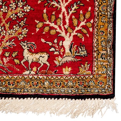 Lot 35 - A very fine silk Qum rug & extremely fine silk Chinese prayer rug