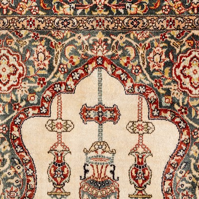 Lot 35 - A very fine silk Qum rug & extremely fine silk Chinese prayer rug