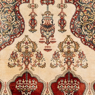 Lot 35 - A very fine silk Qum rug & extremely fine silk Chinese prayer rug