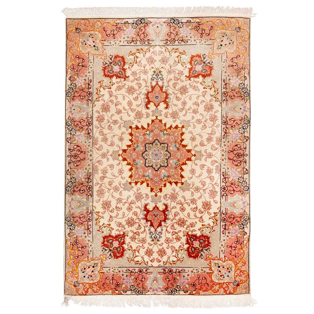 Lot 1 - A fine part silk Tabriz rug, north-west Persia