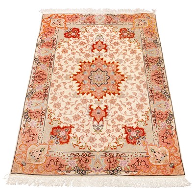 Lot 1 - A fine part silk Tabriz rug, north-west Persia