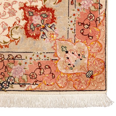Lot 1 - A fine part silk Tabriz rug, north-west Persia