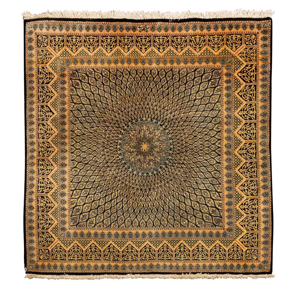Lot 2 - An extremely fine, signed silk Qum rug, central Persia