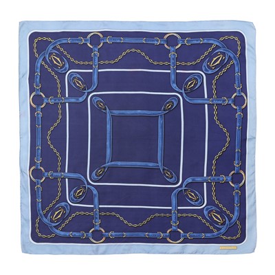 Lot 315 - Cartier Navy Chains & Belt Silk Scarf