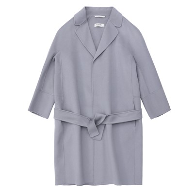 Lot 33 - S Maxmara Grey Wool Drap Wrap Coat - Size UK 10