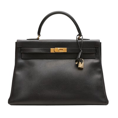 Lot 164 - Hermes Black Clemence Kelly Sellier 35