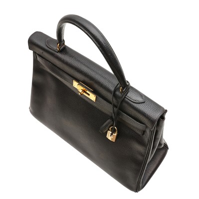 Lot 164 - Hermes Black Clemence Kelly Sellier 35
