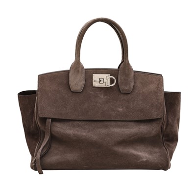 Lot 400 - Ferragamo Grey Gancini Studio Bag