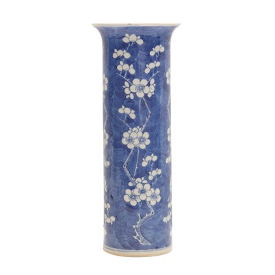 Lot 80 - A Chinese blue and white 'prunus' sleeve vase, Qing dynasty, 19th century