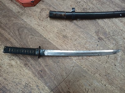 Lot 37 - A mounted Japanese wakizashi, Meiji period, signed Hisahiro