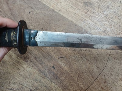 Lot 37 - A mounted Japanese wakizashi, Meiji period, signed Hisahiro