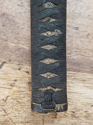Lot 37 - A mounted Japanese wakizashi, Meiji period, signed Hisahiro