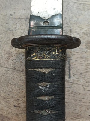 Lot 37 - A mounted Japanese wakizashi, Meiji period, signed Hisahiro