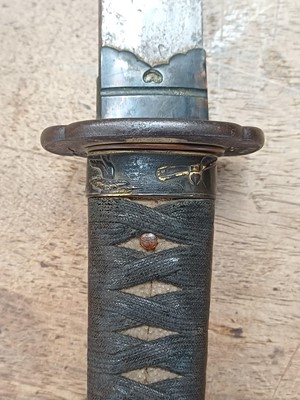 Lot 37 - A mounted Japanese wakizashi, Meiji period, signed Hisahiro