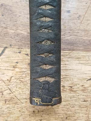Lot 37 - A mounted Japanese wakizashi, Meiji period, signed Hisahiro