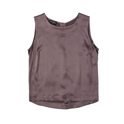 Lot 45 - Chanel Charcoal Silk Shell Top - Size 42