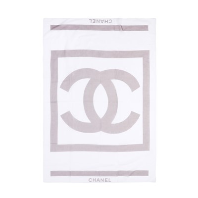 Lot 32 - Chanel White Stripe CC Beach Pareo