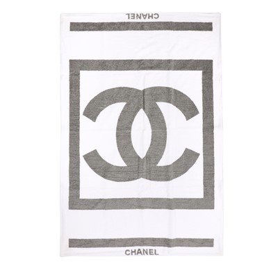 Lot 29 - Chanel White Stripe CC Beach Towel