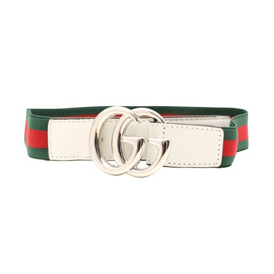 Lot 190 - Gucci Junior White GG Web Belt - Size M