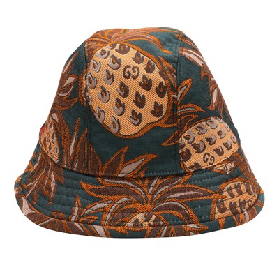 Lot 76 - Gucci Teal Florida GG Pineapple Bucket Hat - Size M