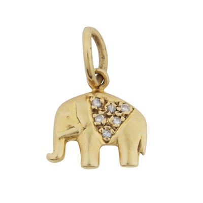 Lot 153 - A diamond elephant pendant