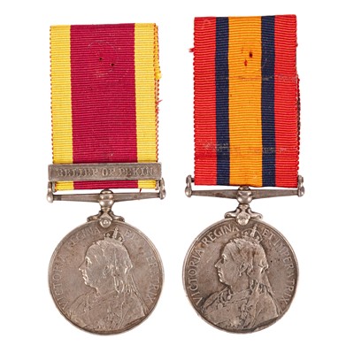 Lot 12 - China War Medal (1900) and Queen's South Africa Medal