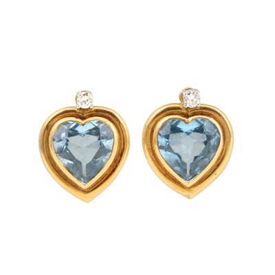 Lot 26 - A pair of synthetic spinels and diamond jacket earrings