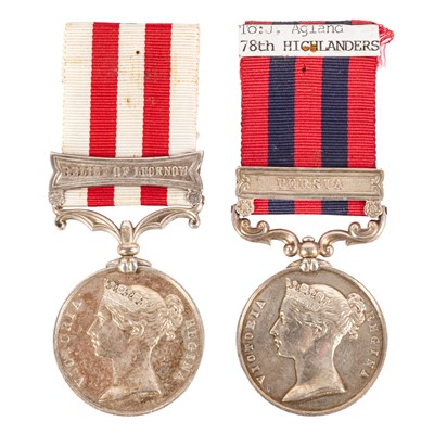 Lot 55 - Pair, Indian Mutiny Medal and India General Service Medal 1854-95