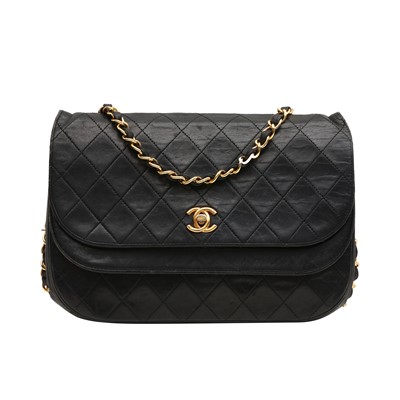 Lot 153 - Chanel Black Matelasse Double Flap Shoulder Bag