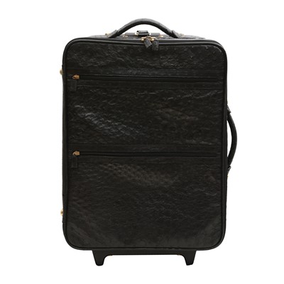Lot 152 - λ Asprey Black Ostrich Cabin Trolley Case