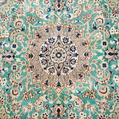 Lot 11 - A fine part silk Nain carpet, central Persia