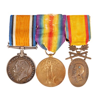 Lot 127 - Group, WWI Medal Pair and Romanian Medal for Manhood & Loyalty