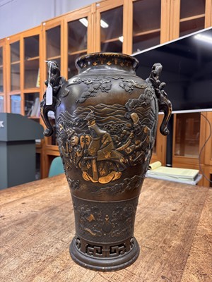 Lot 60 - A fine and large Japanese mixed-metal and bronze vase and cover, Meiji period