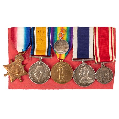 Lot 131 - Group, WWI Medal Trio, Chudleigh Medal, Long Service & Good Conduct Medal, and Russian Medal of Zeal