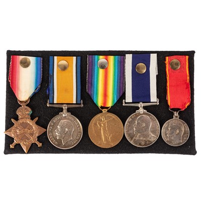 Lot 133 - Group, WWI Medal Trio, Long Service & Good Conduct Medal, and Russian Medal of Zeal
