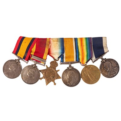 Lot 134 - Group, Queen's S.A. Medal, China Medal (1900), WWI Medal Trio, and L.S.G.C. Medal