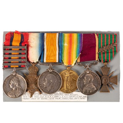 Lot 135 - Group, Queen's S.A. Medal, WWI Medal Trio, L.S.G.C. Medal, and French Croix de Guerre