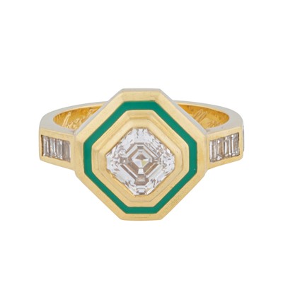 Lot 102 - Emma Franklin Ι A diamond and enamel ring, circa 2021